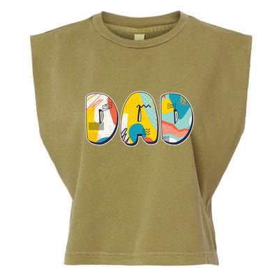 Retro Mod Pattern Dad Logo Garment-Dyed Women's Muscle Tee