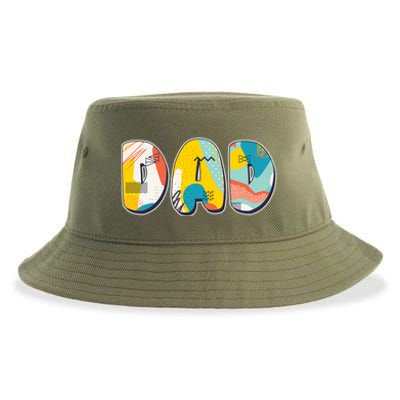 Retro Mod Pattern Dad Logo Sustainable Bucket Hat