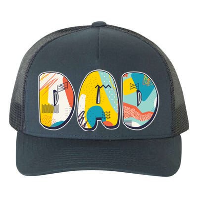 Retro Mod Pattern Dad Logo Yupoong Adult 5-Panel Trucker Hat