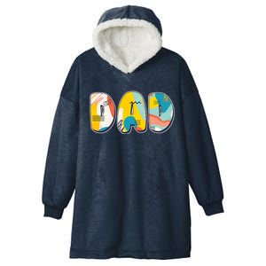 Retro Mod Pattern Dad Logo Hooded Wearable Blanket