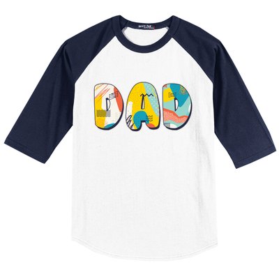 Retro Mod Pattern Dad Logo Baseball Sleeve Shirt