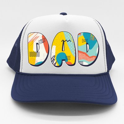 Retro Mod Pattern Dad Logo Trucker Hat