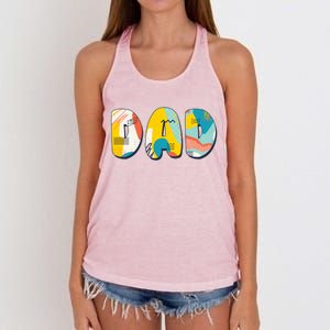 Retro Mod Pattern Dad Logo Women's Knotted Racerback Tank