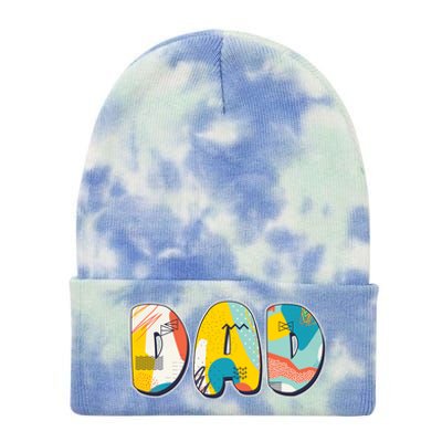 Retro Mod Pattern Dad Logo Tie Dye 12in Knit Beanie