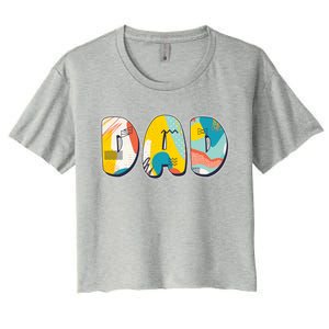 Retro Mod Pattern Dad Logo Women's Crop Top Tee