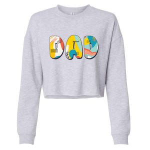 Retro Mod Pattern Dad Logo Cropped Pullover Crew