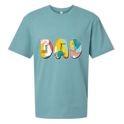 Retro Mod Pattern Dad Logo Sueded Cloud Jersey T-Shirt