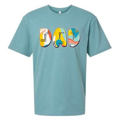 Retro Mod Pattern Dad Logo Sueded Cloud Jersey T-Shirt