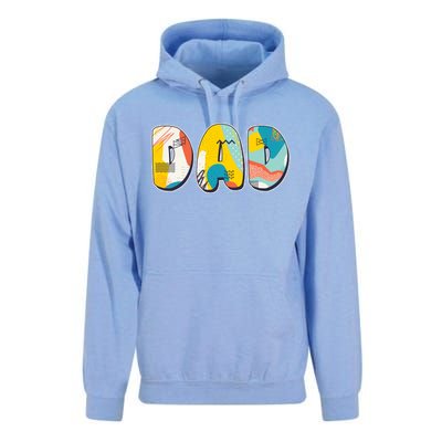 Retro Mod Pattern Dad Logo Unisex Surf Hoodie