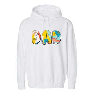 Retro Mod Pattern Dad Logo Garment-Dyed Fleece Hoodie