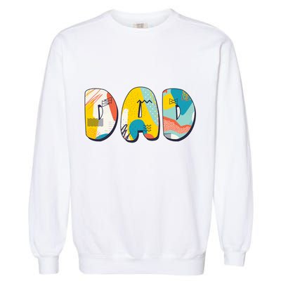 Retro Mod Pattern Dad Logo Garment-Dyed Sweatshirt