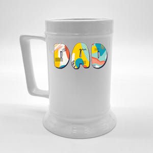 Retro Mod Pattern Dad Logo Beer Stein