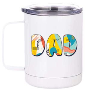 Retro Mod Pattern Dad Logo 12 oz Stainless Steel Tumbler Cup