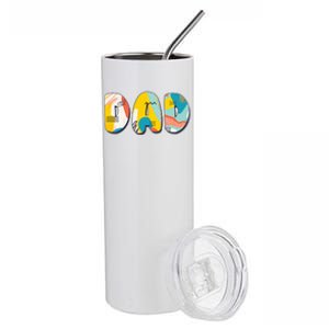 Retro Mod Pattern Dad Logo Stainless Steel Tumbler