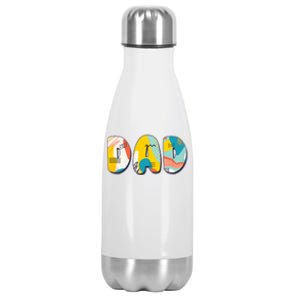 Retro Mod Pattern Dad Logo Stainless Steel Insulated Water Bottle