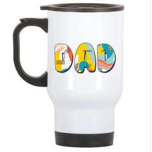 Retro Mod Pattern Dad Logo Stainless Steel Travel Mug