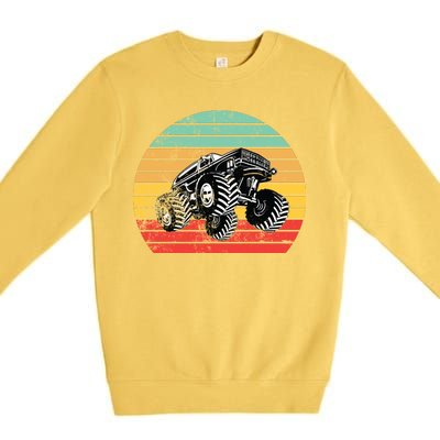 Retro Monster Truck Emblem Premium Crewneck Sweatshirt