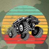 Retro Monster Truck Emblem Legacy Tie Dye Trucker Hat