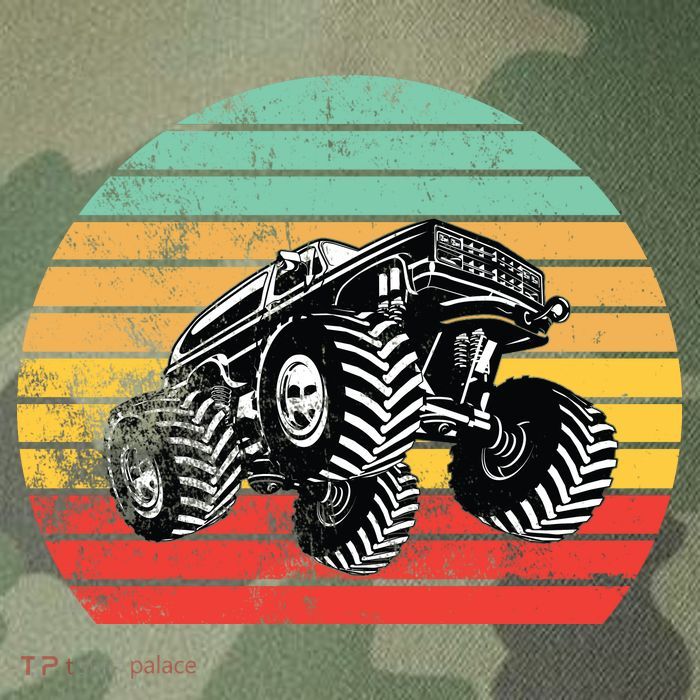 Retro Monster Truck Emblem Legacy Tie Dye Trucker Hat