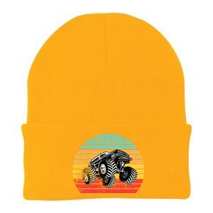 Retro Monster Truck Emblem Knit Cap Winter Beanie