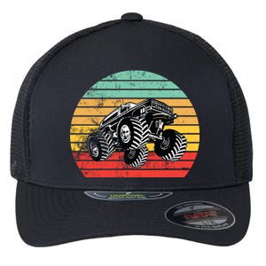 Retro Monster Truck Emblem Flexfit Unipanel Trucker Cap