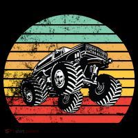 Retro Monster Truck Emblem Cooling Performance Crew T-Shirt