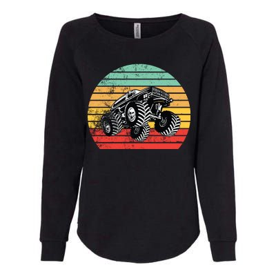 Retro Monster Truck Emblem Womens California Wash Sweatshirt