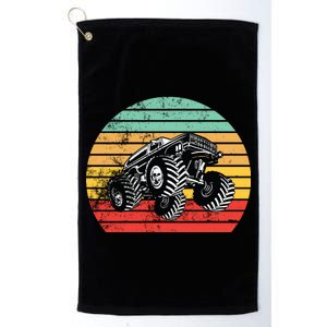 Retro Monster Truck Emblem Platinum Collection Golf Towel