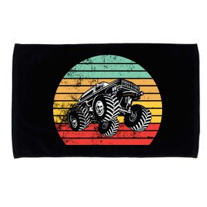 Retro Monster Truck Emblem Microfiber Hand Towel