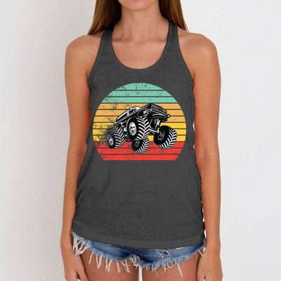 Retro Monster Truck Emblem Women's Knotted Racerback Tank