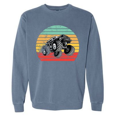 Retro Monster Truck Emblem Garment-Dyed Sweatshirt