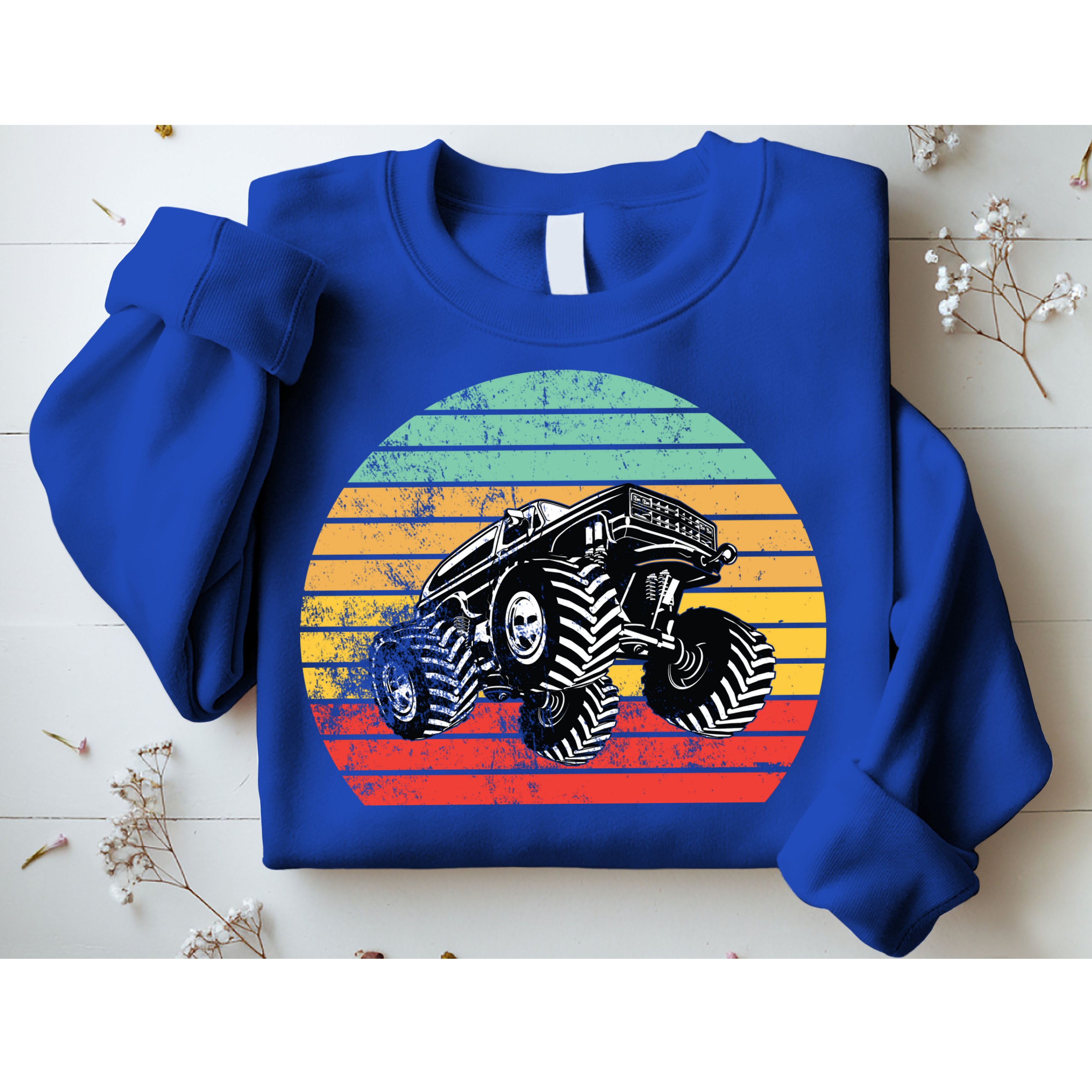 Retro Monster Truck Emblem Sweatshirt