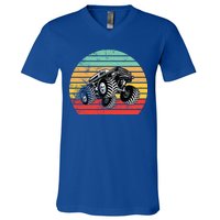 Retro Monster Truck Emblem V-Neck T-Shirt