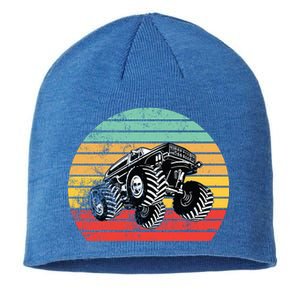 Retro Monster Truck Emblem Sustainable Beanie