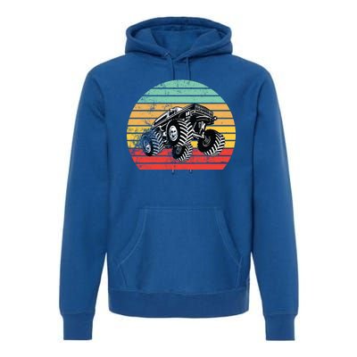 Retro Monster Truck Emblem Premium Hoodie