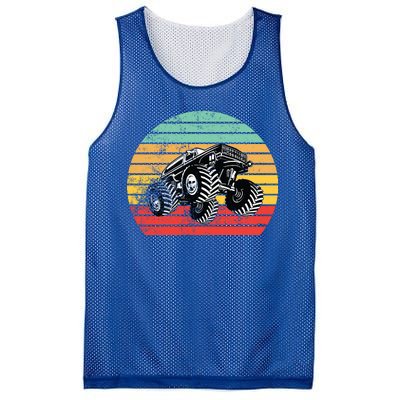 Retro Monster Truck Emblem Mesh Reversible Basketball Jersey Tank