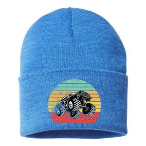 Retro Monster Truck Emblem Sustainable Knit Beanie