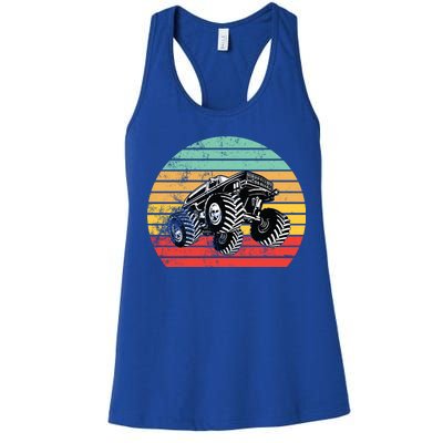 Retro Monster Truck Emblem Women's Racerback Tank