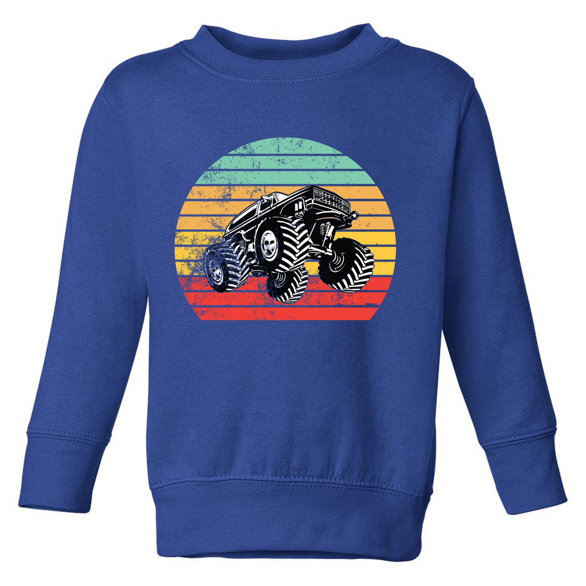 Retro Monster Truck Emblem Toddler Sweatshirt