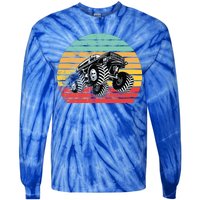 Retro Monster Truck Emblem Tie-Dye Long Sleeve Shirt