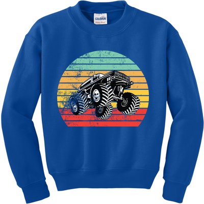 Retro Monster Truck Emblem Kids Sweatshirt