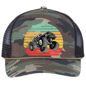 Retro Monster Truck Emblem Retro Rope Trucker Hat Cap