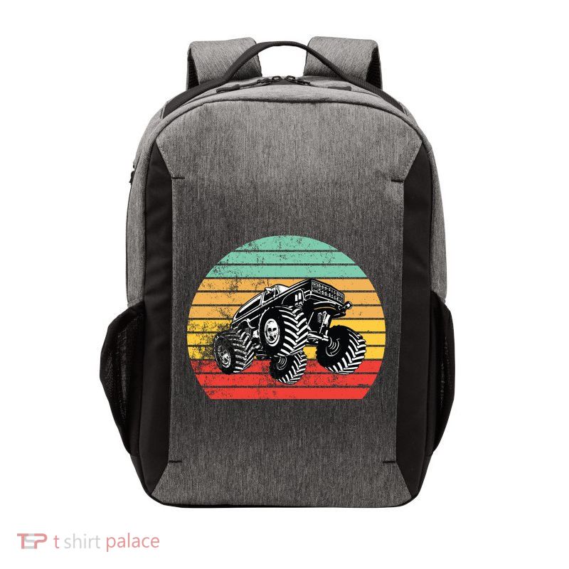 Retro Monster Truck Emblem Vector Backpack
