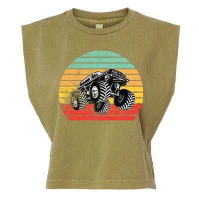 Retro Monster Truck Emblem Garment-Dyed Women's Muscle Tee