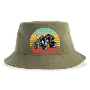 Retro Monster Truck Emblem Sustainable Bucket Hat