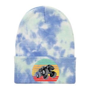 Retro Monster Truck Emblem Tie Dye 12in Knit Beanie