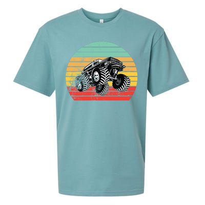 Retro Monster Truck Emblem Sueded Cloud Jersey T-Shirt