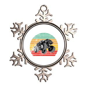 Retro Monster Truck Emblem Metallic Star Ornament