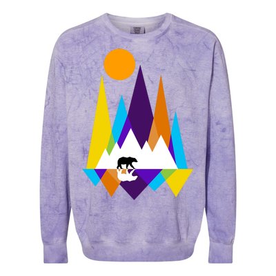 Retro Mount Bear Sunset Colorblast Crewneck Sweatshirt