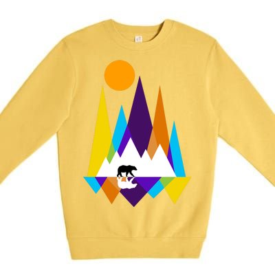 Retro Mount Bear Sunset Premium Crewneck Sweatshirt